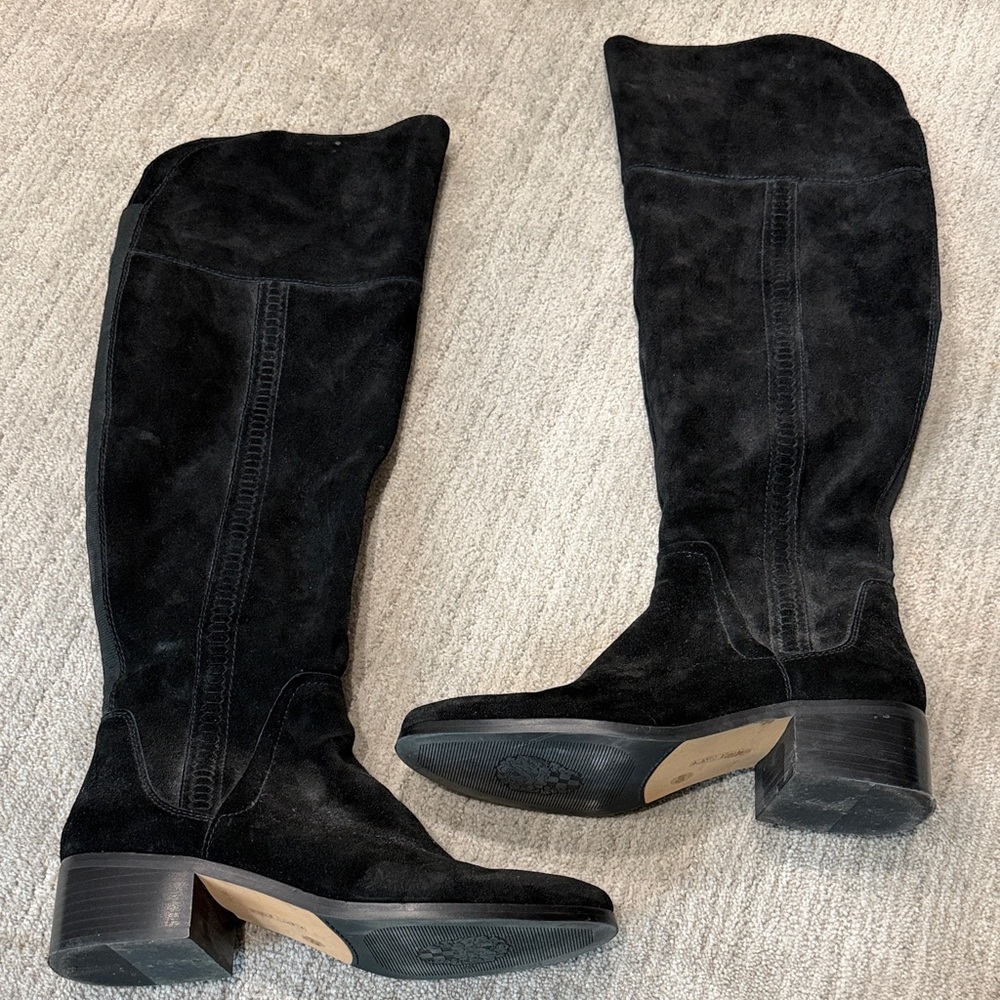 Vince Camuto Black Suede Knee-High Boots - Picture 2 of 5